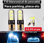 Luces parking (t10 o cola de pescado) para tu placa o auto!!