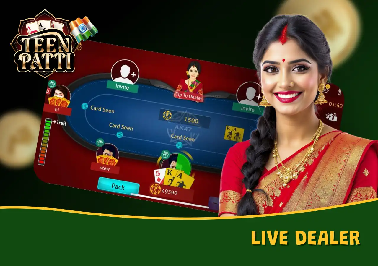 Live dealer Teen Patti games with real-time interaction